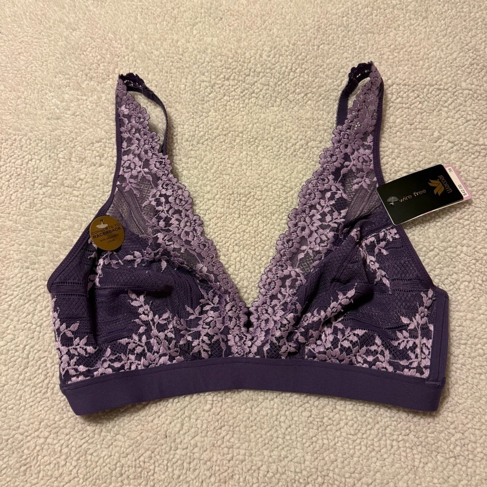 Wacoal Embrace Lace Wire Free Convertible Bra Lavender Purple Bralette - Picture 4 of 11